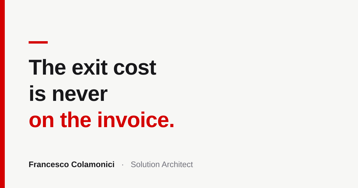 The Exit Cost Is Never on the Invoice