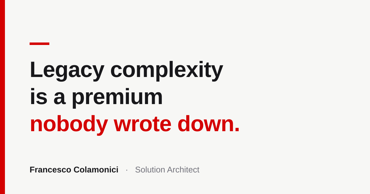 Legacy Complexity Is a Premium Nobody Wrote Down