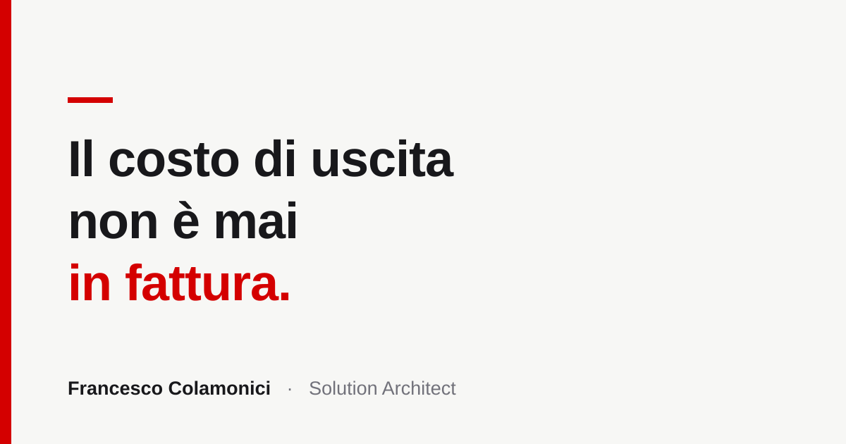 Il costo di uscita non è mai in fattura